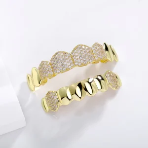 Full Diamond Real Gold Plated Zircon Grillz Hip Hop