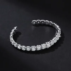 GRA Moissanite Bangle S925 Silver Camellia Inlaid VVS D Color Open Bracelet for Women