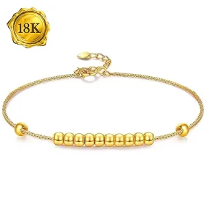 Genuine 18K Gold Beaded Charm Bracelet for Women