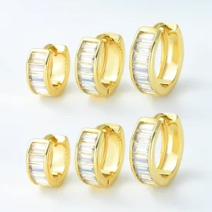 Geometric 5A Zircon Hoop Earrings 18K Gold-Plated Eco-Friendly Brass Unisex