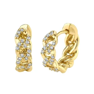 Geometric Chain Rhinestone Hoop Ear Cuff Earrings 925 Sterling Silver