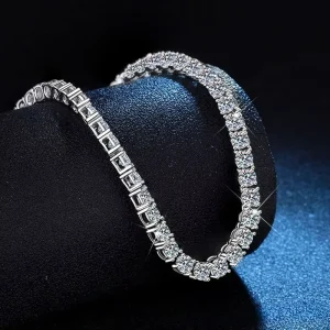 Geometric Moissanite Pendant Necklace, Platinum PT950, 18K Gold, Men’s and Women’s