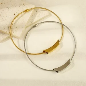 Geometric Retro Metal Collar Necklace for Women