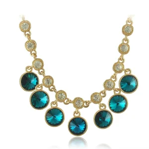 Glass Crystal Necklace Women’s Colorful Diamond-Set Hollow Pendant Collarbone Chain