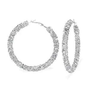 Glitter Hoop Earrings Bohemian Resin Rhinestone Wrapped Big Hoop Earrings