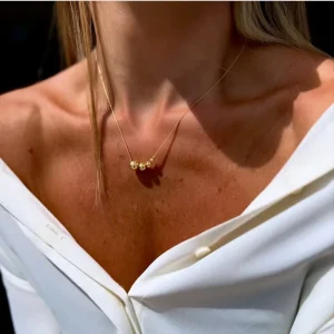 Gold Bean Necklace Women Stainless Steel Collarbone Chain