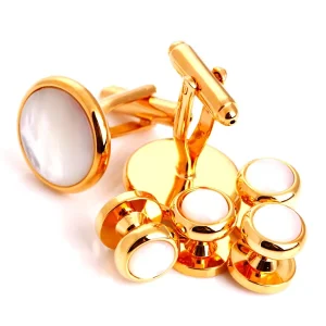 Gold Cuff Links with Shirt Studs