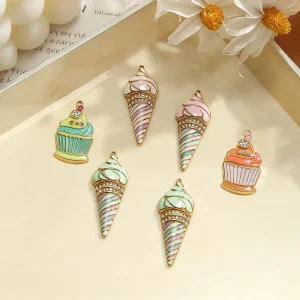 Gold Enamel Stainless Steel Charms for Jewelry Making