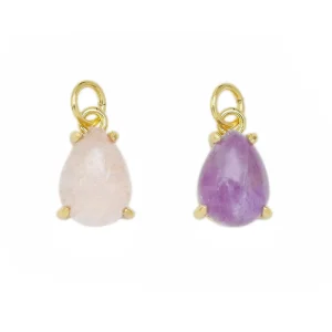 Gold Filled Crystal Charms Pendant Jewelry Copper Inlaid Stone Water Drop Necklace Pendant Accessories for DIY Jewelry Making