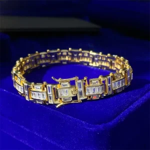Gold-Plated 13mm 5A Cubic Zircon Prong Tennis Chain Bracelet