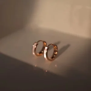 Gold-Plated 925 Sterling Silver Smooth Circle Huggie Hoop Earrings for Women Everyday Wear