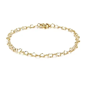 Gold Plated Adjustable Love Heart Link Chain Bracelet for Women