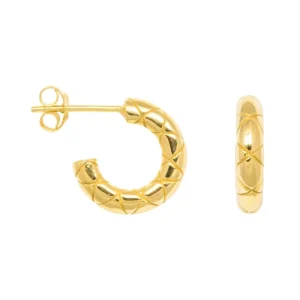 Gold Plated Copper Geometric Twisted Ear Studs and Ear Cuff Stack