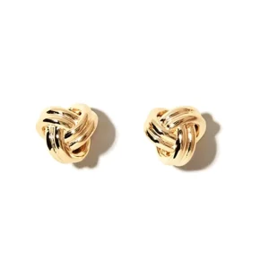 Gold Plated Copper Geometric Twisted Ear Studs and Ear Cuff Stack