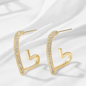 Gold-Plated Heart Hoop Earrings
