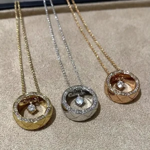 Gold-Plated Quilted Clavicle Chain with Lab Diamonds
