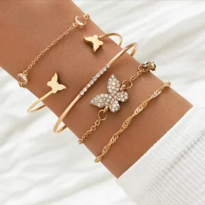 Gold-Plated Stackable Chain Link Bracelet Set for Women