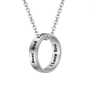 Gold-Plated Stainless Steel Link Chain Letter Ring Pendant Necklace for Women