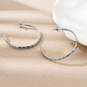 Gold Plated Stainless Steel Simple Hoop Earrings for Women Girls
