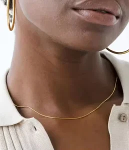 Gold-Plated Stainless Steel Snake-Bone Chain Choker Necklace for Women