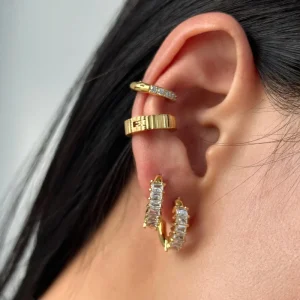Gold-Plated Stainless Steel Tarnish-Free Zircon Clip-on Ear Cuff Earrings