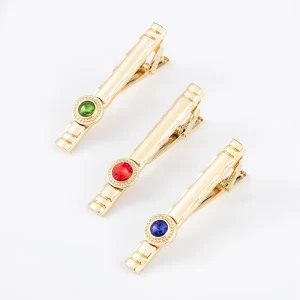 Gold Plated Tie Clip with Diamond Zircon for Men