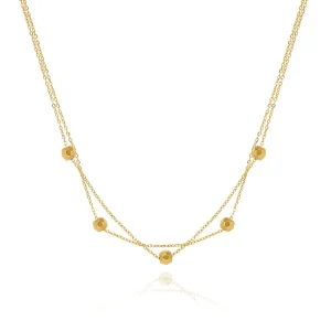 Gold Stainless Steel Bean Bead Charm Necklace