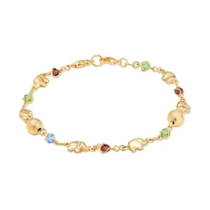 Gold-Tone Stainless Steel Animal-Shaped Enamel Charm Bracelet and Anklet Chain