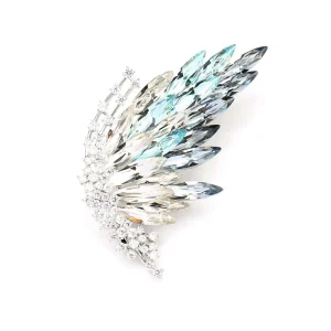 Gradient Crystal Butterfly Brooch Zircon Alloy Gold-Plated Pin for Women Wedding Accessory
