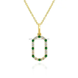 Green Zircon Pendant Gold Necklace for Women