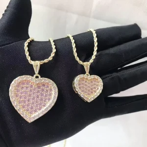 Handcrafted Stainless Steel Zircon Pendant with Link Chain