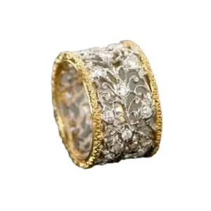 Handmade 18K Gold Vintage Diamond Engagement Ring for Women