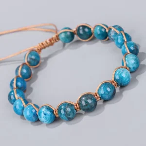 Handmade Braided 8mm Apatite Bead Couples Wristband