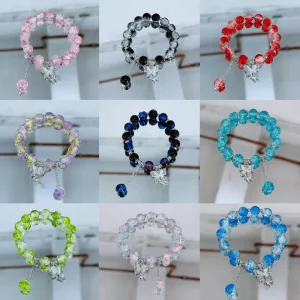 Handmade Cartoon Pendant Crack Crystal Beaded Bracelet for Girls