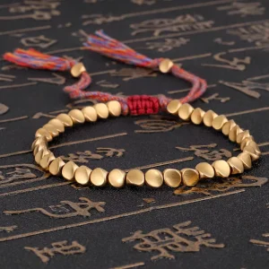 Handmade Copper Bead Woven Thread Bracelet