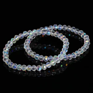 Handmade Crystal Bracelet 6mm 8mm Gemstone Beads Transparent Multi-faceted Colored Glass Multi-Color Beaded Bangle