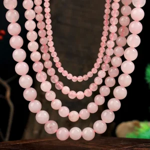 Handmade Geometric Pink Crystal Bead Necklace for Women, Stackable Natural Stone Choker, Colorfast