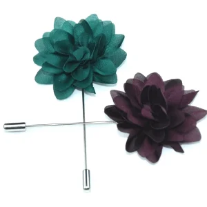 Handmade Sheer Organza Flower Long Stick Brooch Elegant Men Suit Lapel Pin for Wedding & Formal Occasions