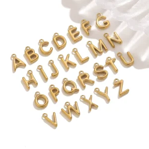 Handmade Thin Stainless Steel 26 A-Z Mini Letter Pendant, Vacuum-Plated