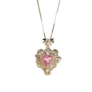 Heart-Cut Brilliant-Cut Gold-Plated Rhodium 925 Sterling Silver Pendant Necklace