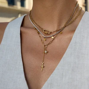 Hexagram Star Stainless Steel Sporty Necklace with Electroplated Bamboo Chain