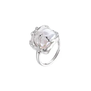 High-Polish Freshwater Baroque Pearl Ring Sterling Silver 925 Gold-Plated Jewelry