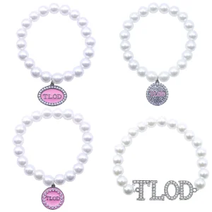 High Polished White Pearl Charms Decorated Minimalist Pink Elastic Bracelet