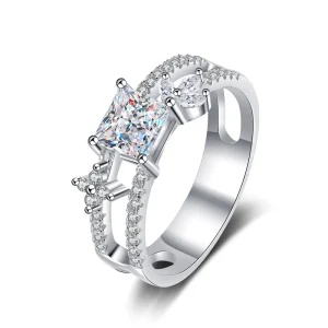 High Quality Jewelry Princess Cut D Color Moissanite 1CT Diamond Ring 925 Sterling Silver Custom Rings for Women