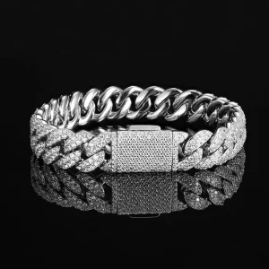 Hip Hop Bracelet Bangles Diamond Luxury Zircon 14k Gold Cuban Link Chain Iced Out Bracelet for Men
