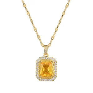 Hip Hop Design Square Large Sapphire Blue Green Ruby Zircon Stone Pendant
