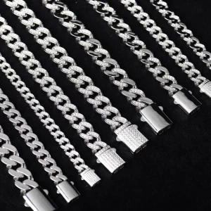 Hip Hop Full Diamond Chain Link 925 Sterling Silver Gold Plated Cuban Link Necklace Wedding Gift Fine Jewelry Bracelets Bangles
