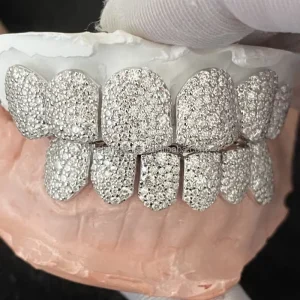 Hip Hop Galaxy Set Moissanite Grillz Custom Fit Permanent Cut 925 Silver Mosaic Set