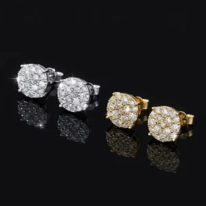 Hip Hop Round S925 Moissanite Earrings VVS D Color for Men and Women