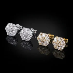 Hip Hop S925 Moissanite Earrings VVS D Color Six-Pointed Star Design for Men and Women